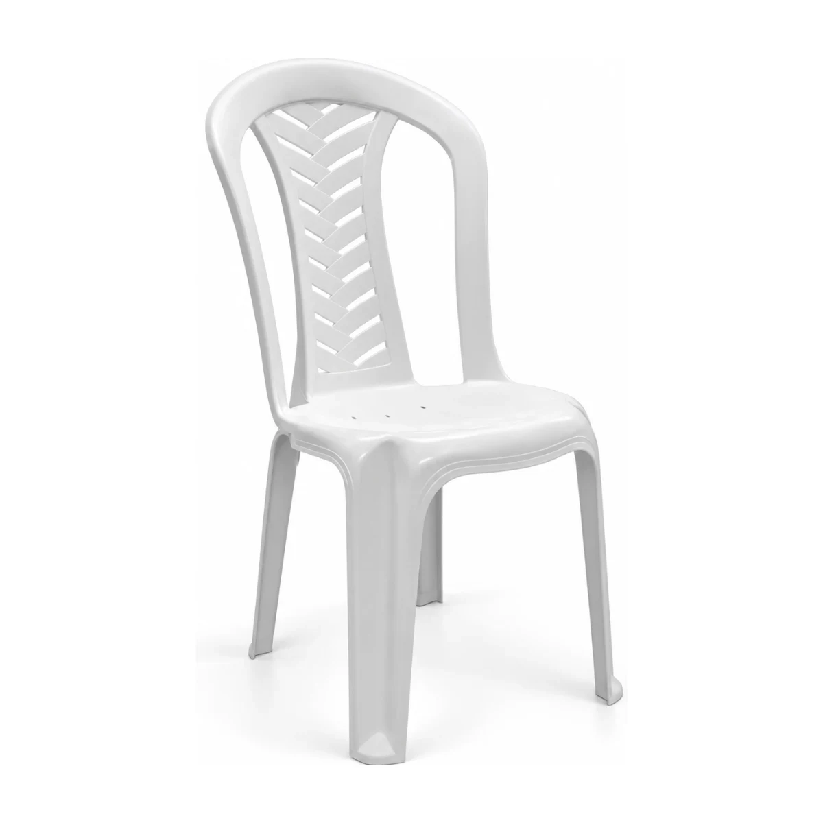 Cadeira plástica Plastex Camboinha branca empilhável, fundo branco