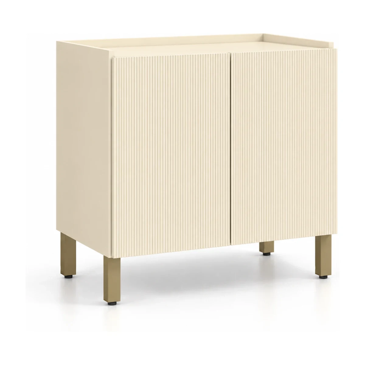 Balcão de cozinha Kits Paraná Art 80 cm com 2 portas e tampo na cor vanilla, vista em 3/4