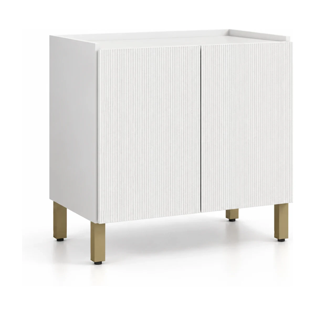Balcão de cozinha Kits Paraná Art 80 cm com 2 portas e tampo em branco e ártico, vista em 3/4