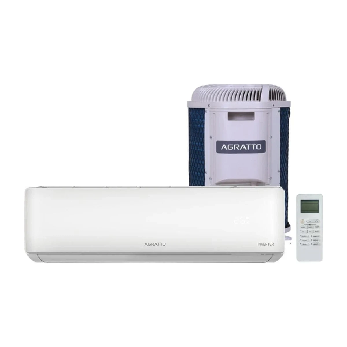 Ar-condicionado Split Hi Wall Agratto Zen Top Inverter 12000 BTUs Frio 220V, foto de catálogo em fundo branco