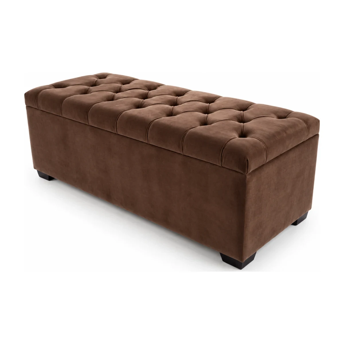 Recamier baú Tekshine casal 138 cm veludinho marrom com tampo capitonê