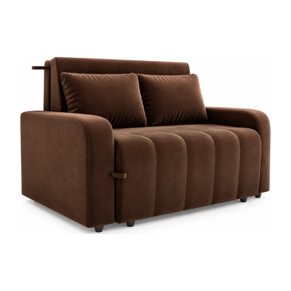 Sofá-cama Matrix Amora New 138 cm veludo marrom visto de frente em 3/4