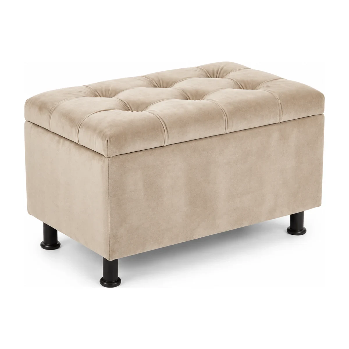 Recamier Tekshine solteirão 88 cm veludinho bege com tampo capitonê