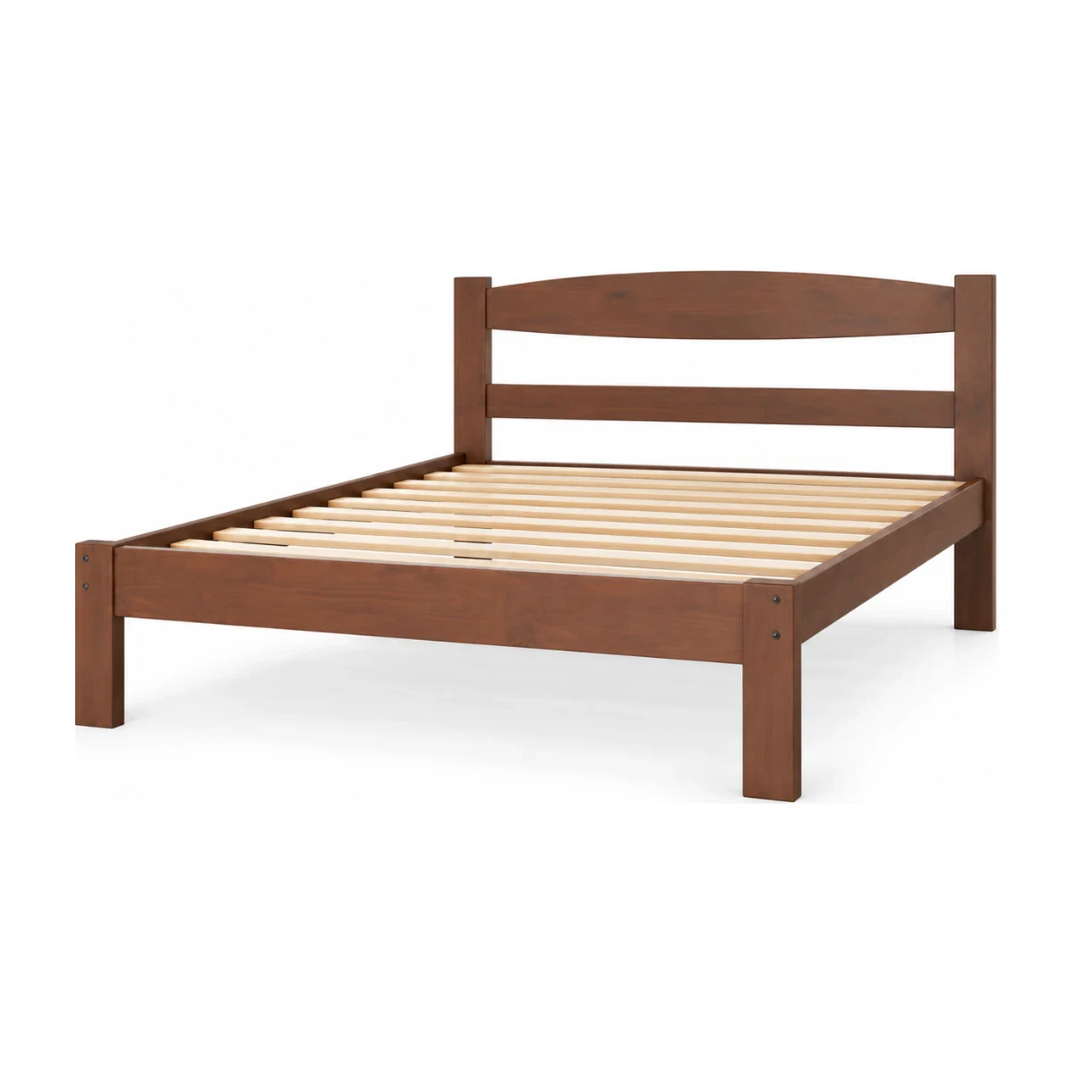 Cama de Casal Kasper 310 Reta Pinus Nogal 140 x 190 cm, foto de catálogo em fundo branco