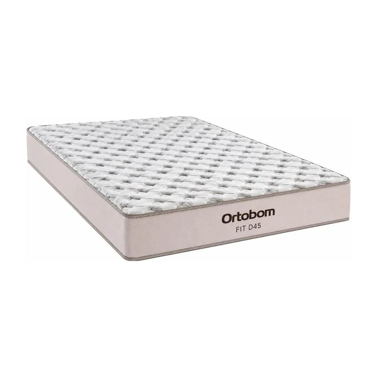 Colchão Ortobom Fit D45 Espuma Dupla Face Queen 158x198x20 cm, foto de catálogo em fundo branco