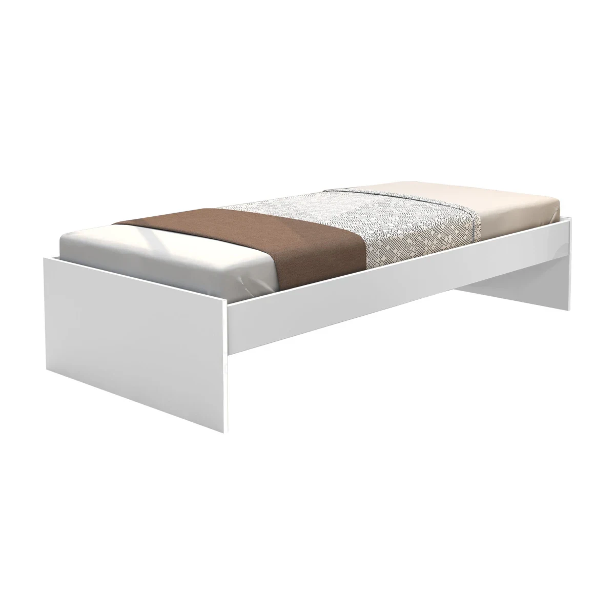 Cama Turca de Solteiro J&A Móveis Branca 95,2 x 193 cm, foto de catálogo em fundo branco
