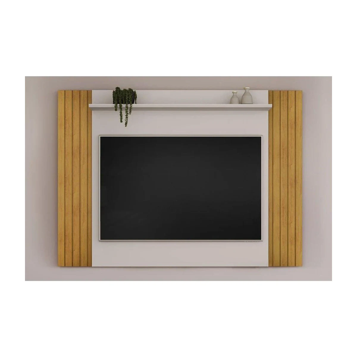 Painel Home DJ Móveis Trend Ripado Extensível para TV até 60 Cedro e Bali, foto de catálogo em fundo branco