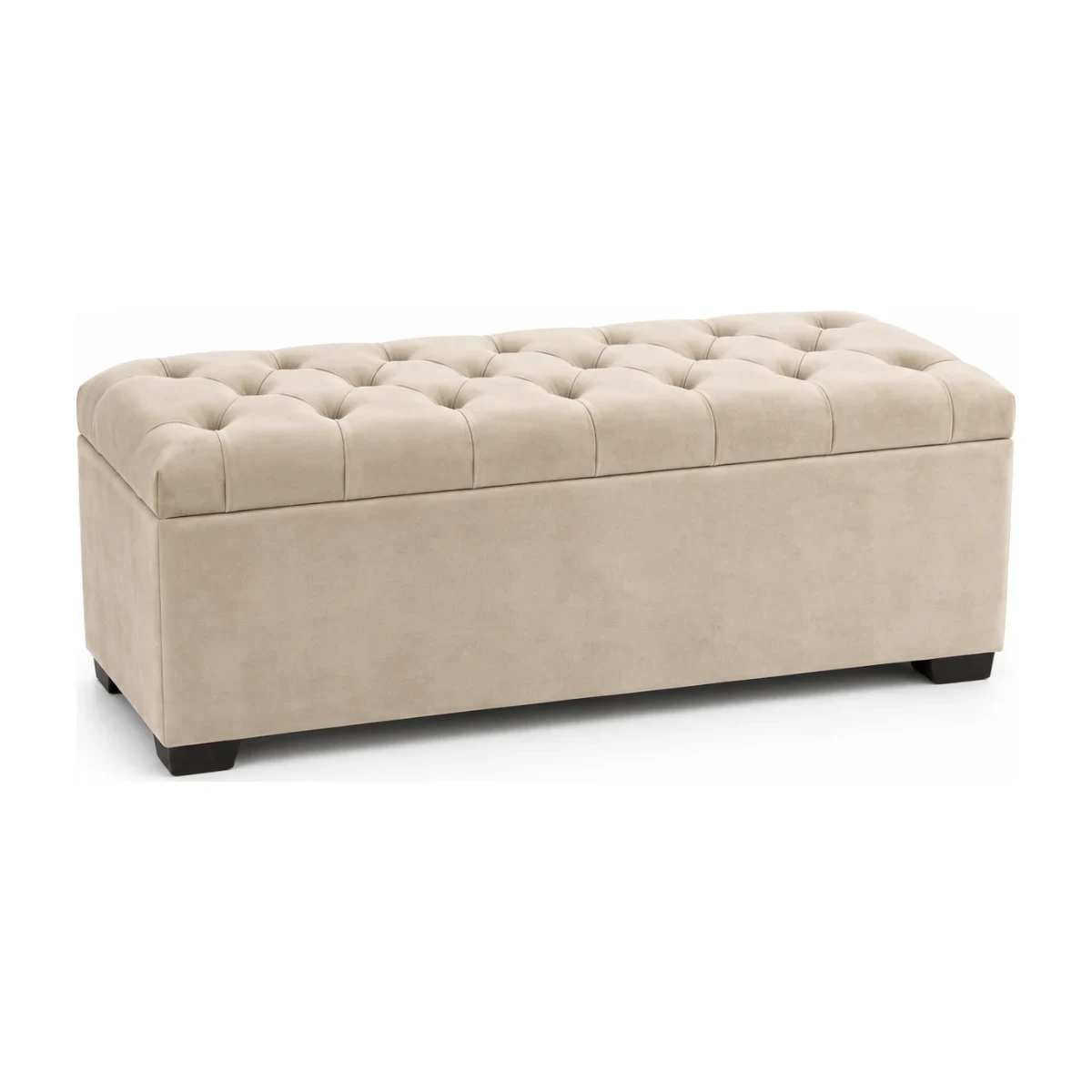 Recamier baú Tekshine queen 158 cm veludinho bege com tampo capitonê