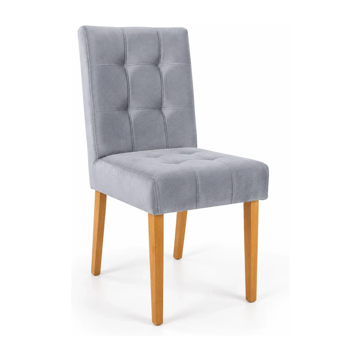 Cadeira de jantar Tekshine veludinho cinza paloma vista de frente em 3/4