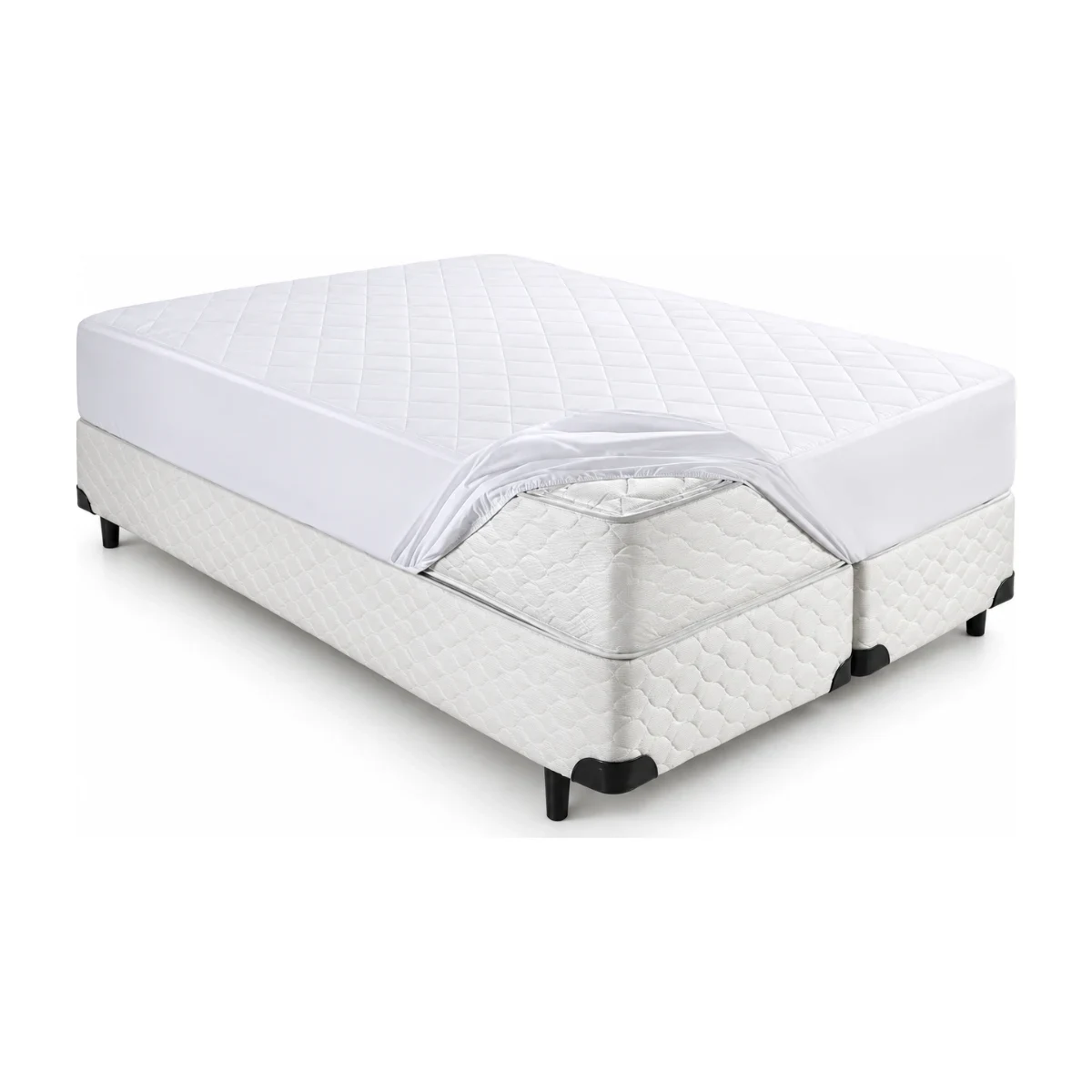 Protetor de colchão Hedrons impermeável branco matelassado com elástico