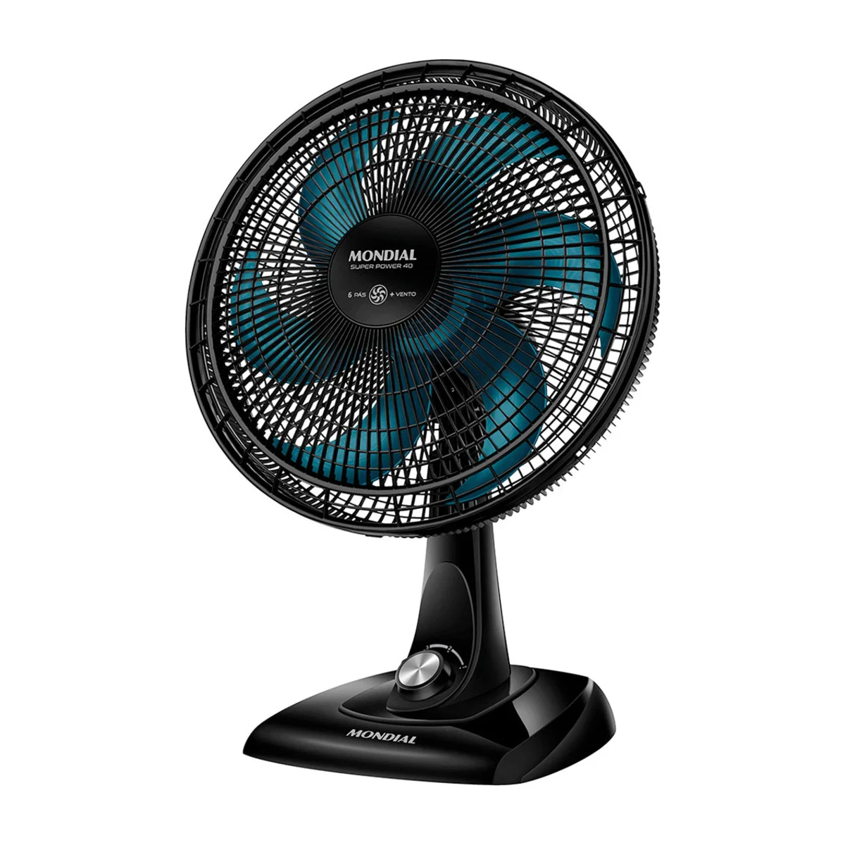 Ventilador de Mesa Mondial Super Power VSP-40-AP 40 cm 140W Preto e Azul 220V, foto de catálogo em fundo branco