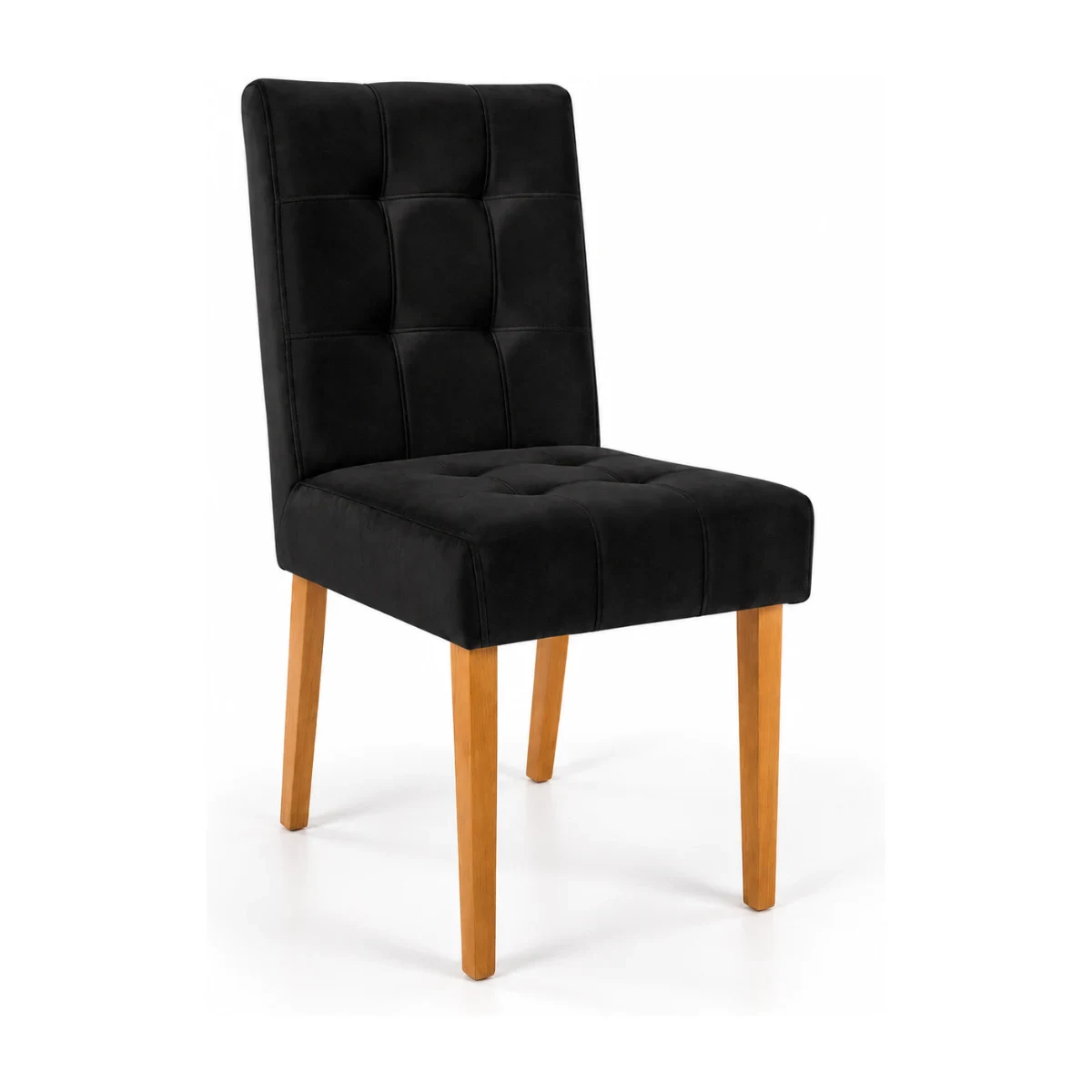 Cadeira de jantar Tekshine veludinho preto vista de frente em 3/4