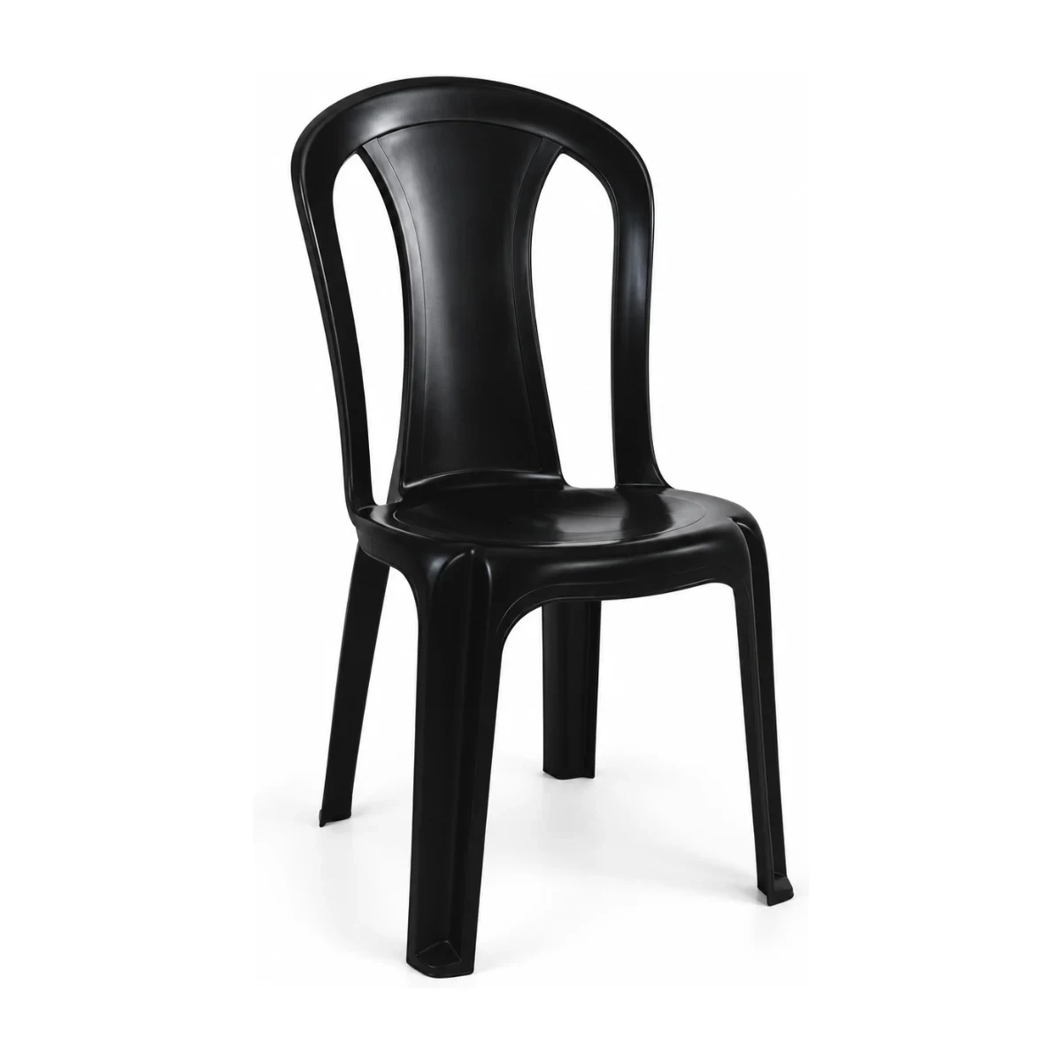 Cadeira plástica Plastex Tabatinga preta sem braços, fundo branco