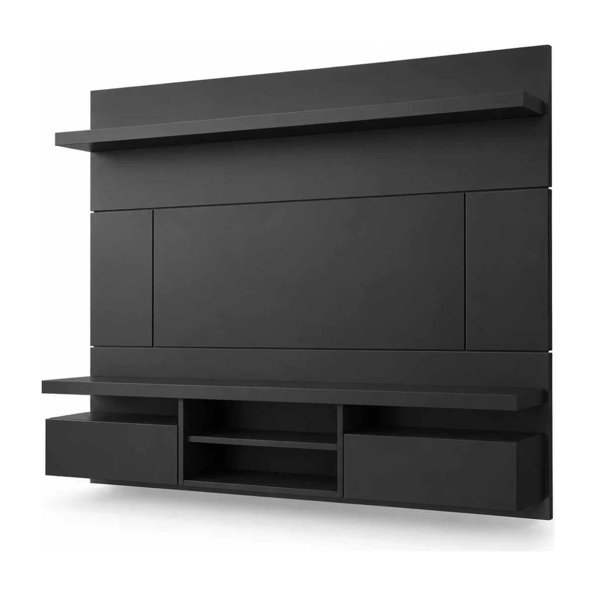 Home Suspenso HB Móveis Livin 1,60 m para TV até 55 Preto Fosco, foto de catálogo em fundo branco