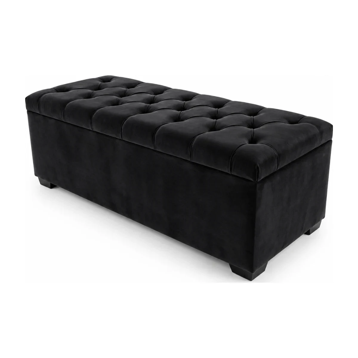 Recamier baú Tekshine casal 138 cm veludinho preto com tampo capitonê
