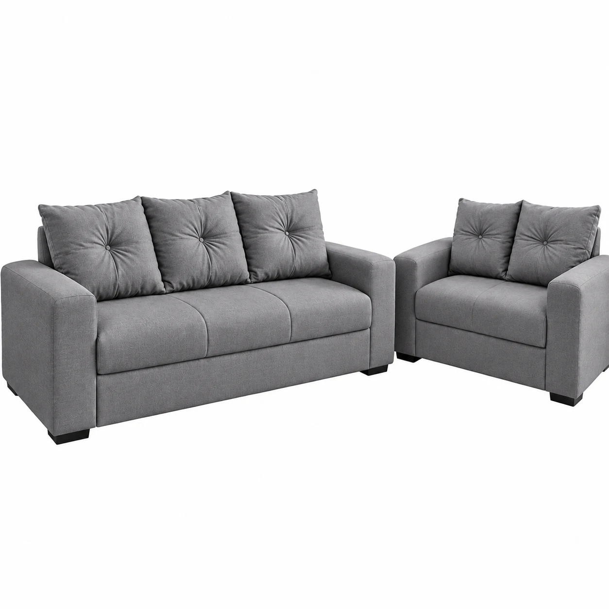 Conjunto de Sofá 2 e 3 Lugares Mari King Cinza