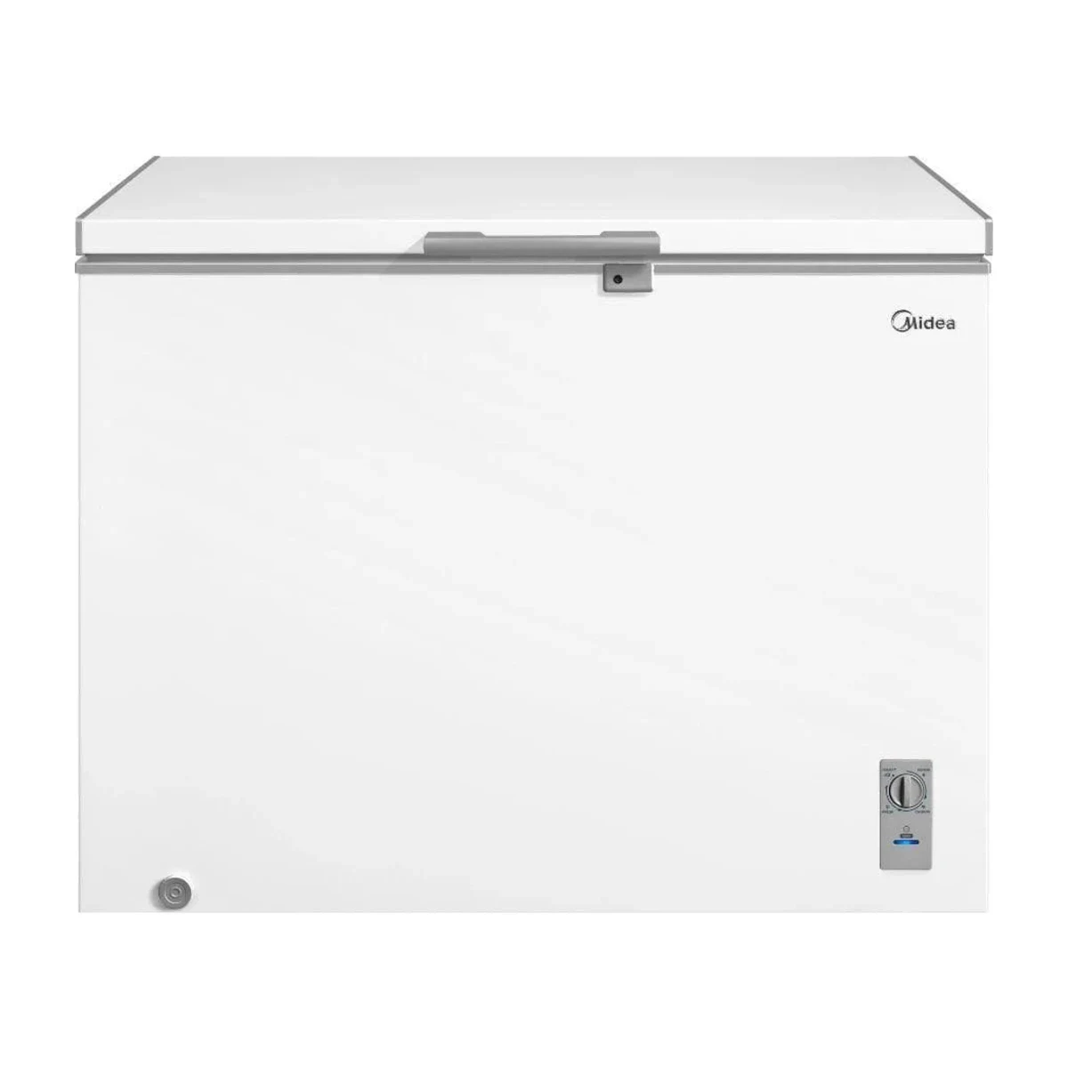 Freezer Horizontal Midea Inverter MDRC411 293 Litros Branco Bivolt, foto de catálogo em fundo branco