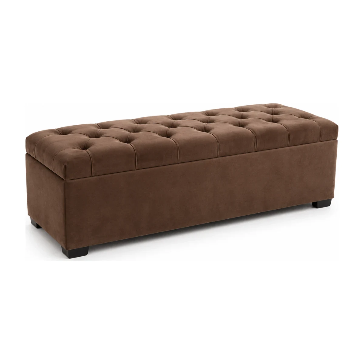 Recamier baú Tekshine queen 158 cm veludinho marrom com tampo capitonê