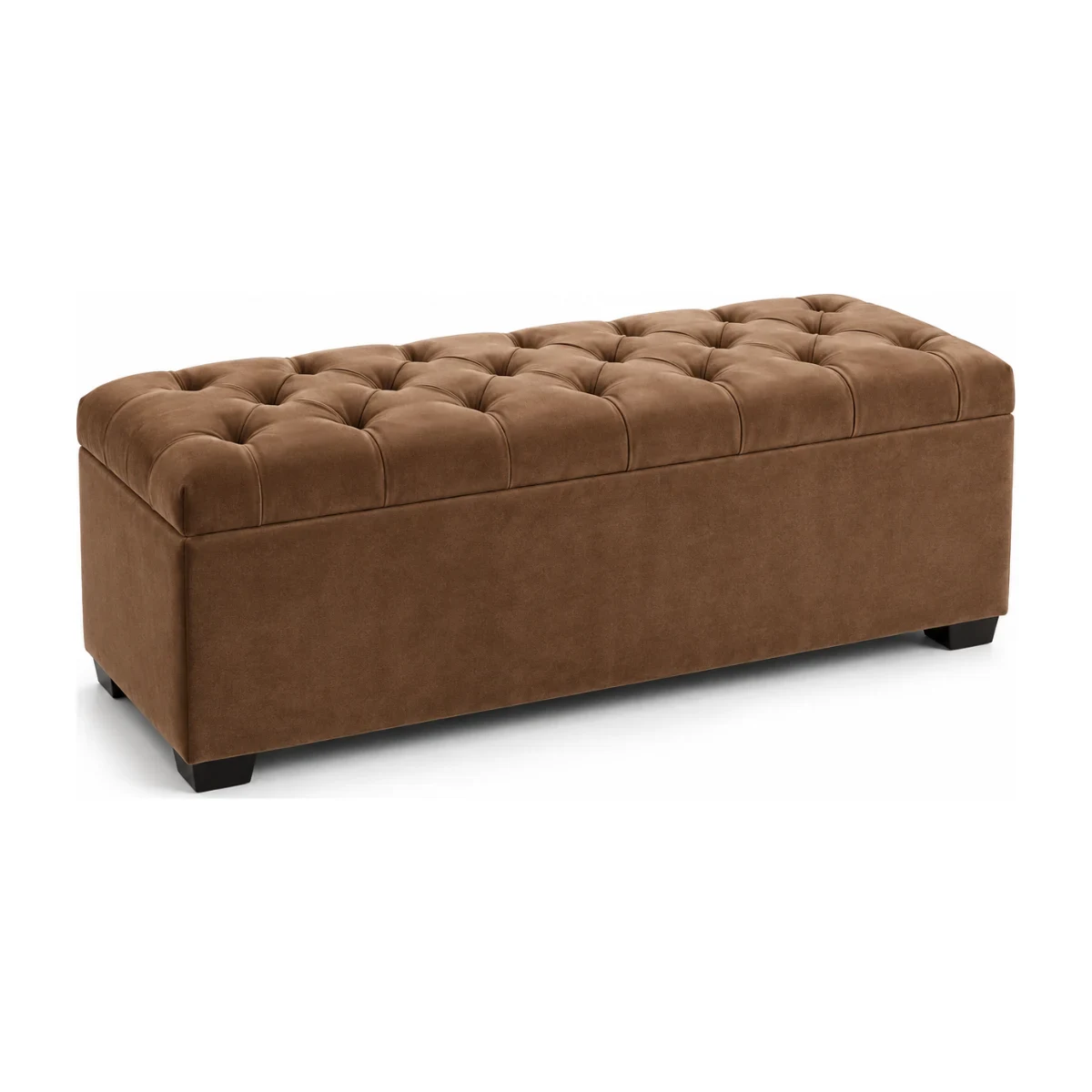 Recamier baú Tekshine queen 158 cm veludinho tobacco com tampo capitonê