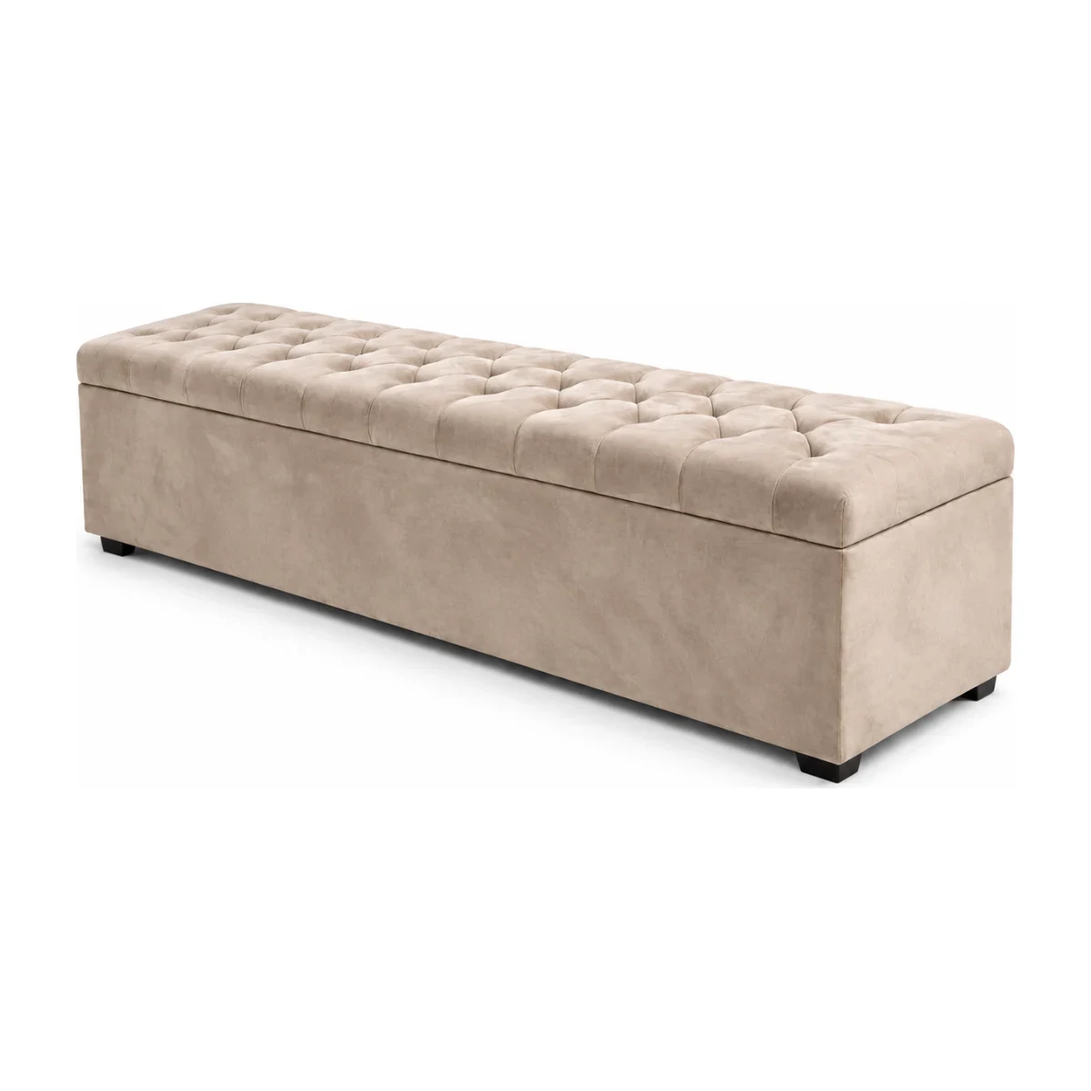 Recamier Tekshine king 193 cm veludinho bege com tampo capitonê