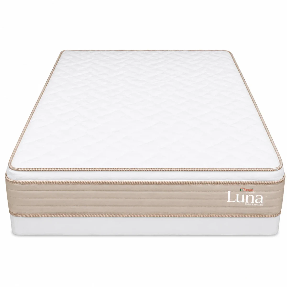 Colchão Topázio Luna Molas Ensacadas Queen 158x198x30 cm, foto de catálogo em fundo branco