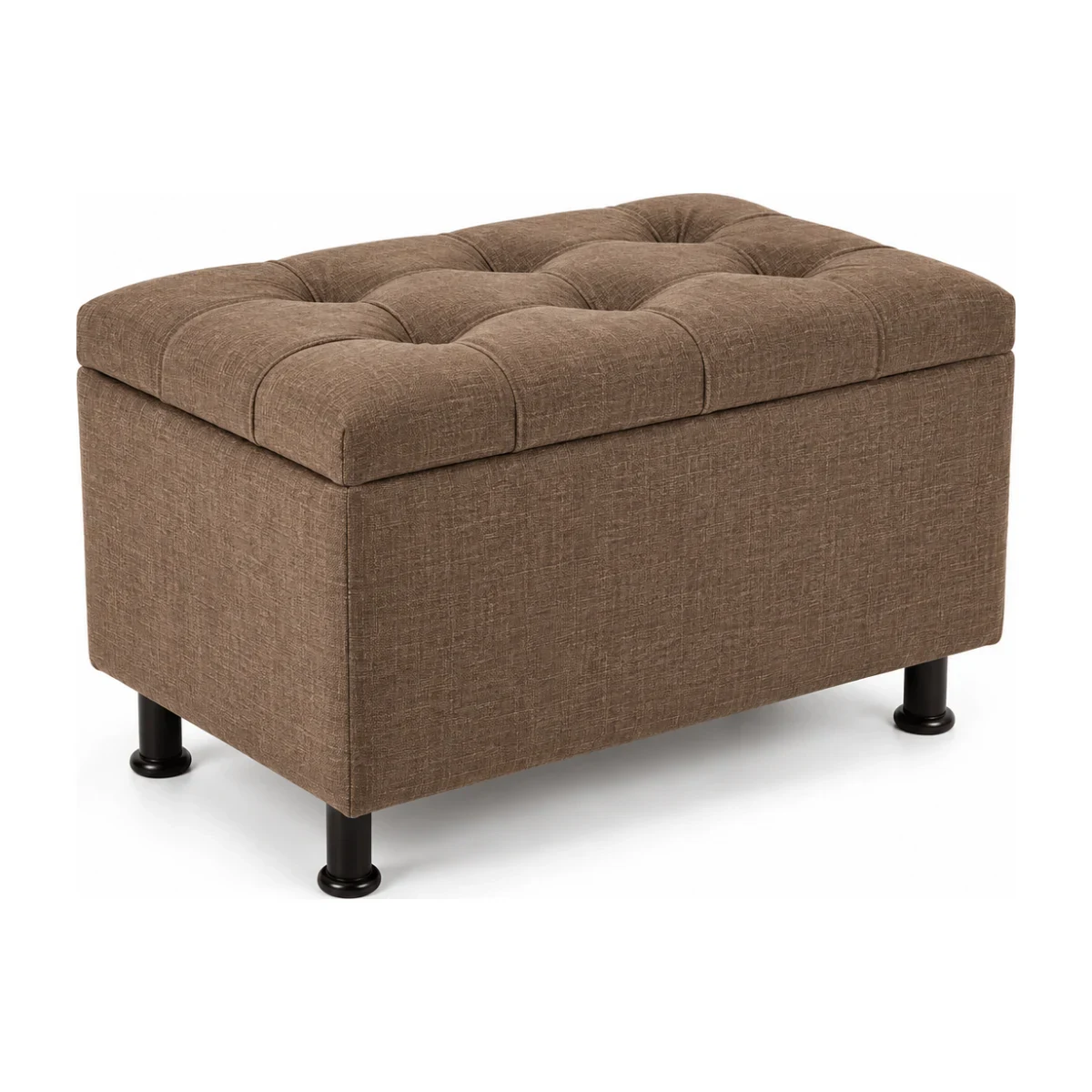Recamier baú Tekshine solteirão 88 cm linho marrom com tampo capitonê