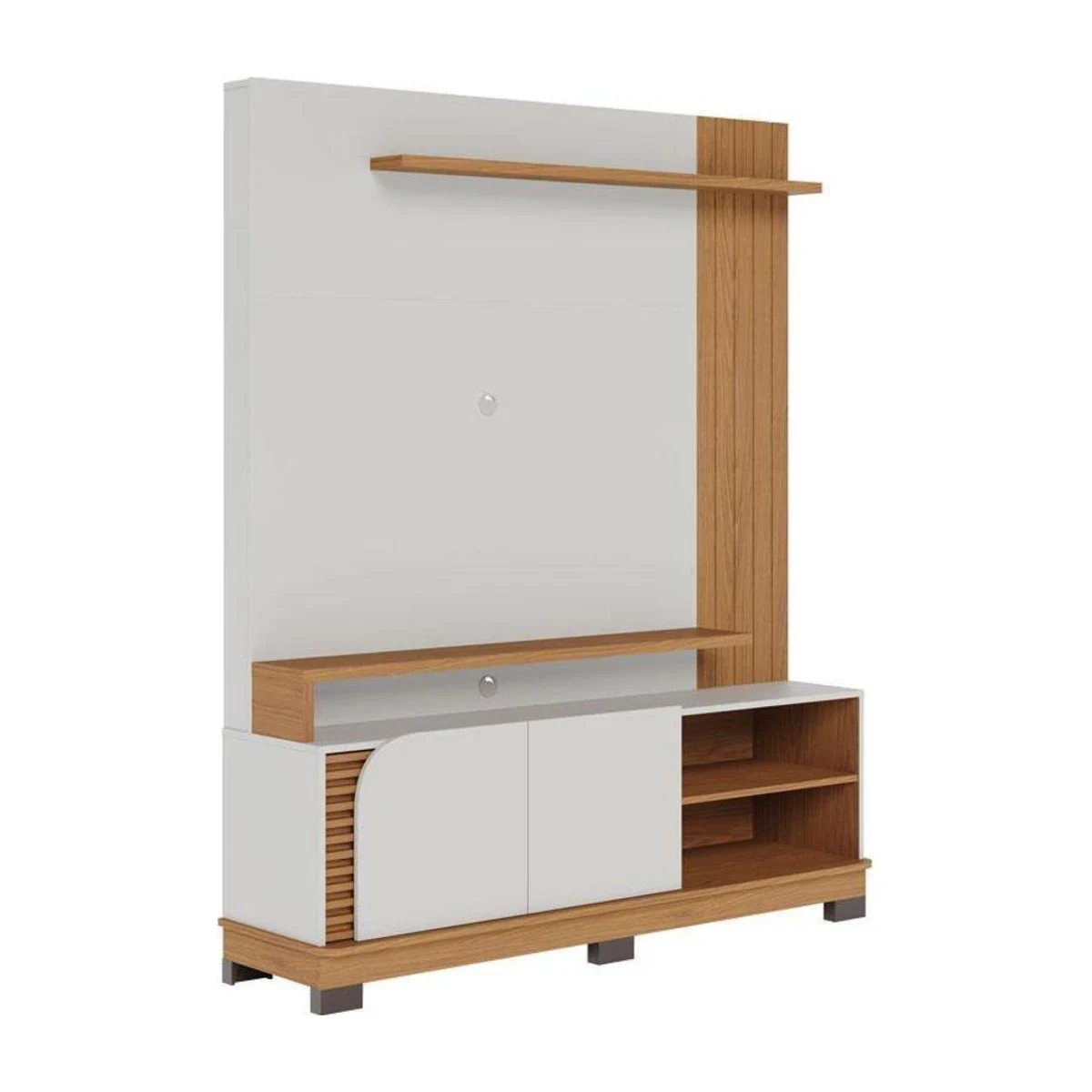 Estante Home Colibri Jurerê 1500 para TV até 65 Off White Matte e Freijó, foto de catálogo em fundo branco